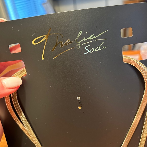 Thalia Sodi Gold-Tone Large Black Stone Double Strand Statement Necklace - Picture 3 of 5